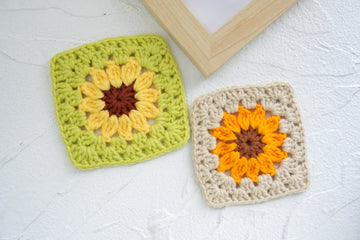 Crochet Easy Sunflower Granny Square (Style IV) Pattern Free