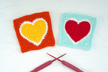 Crochet Heart Granny Square (Style V) Pattern Free