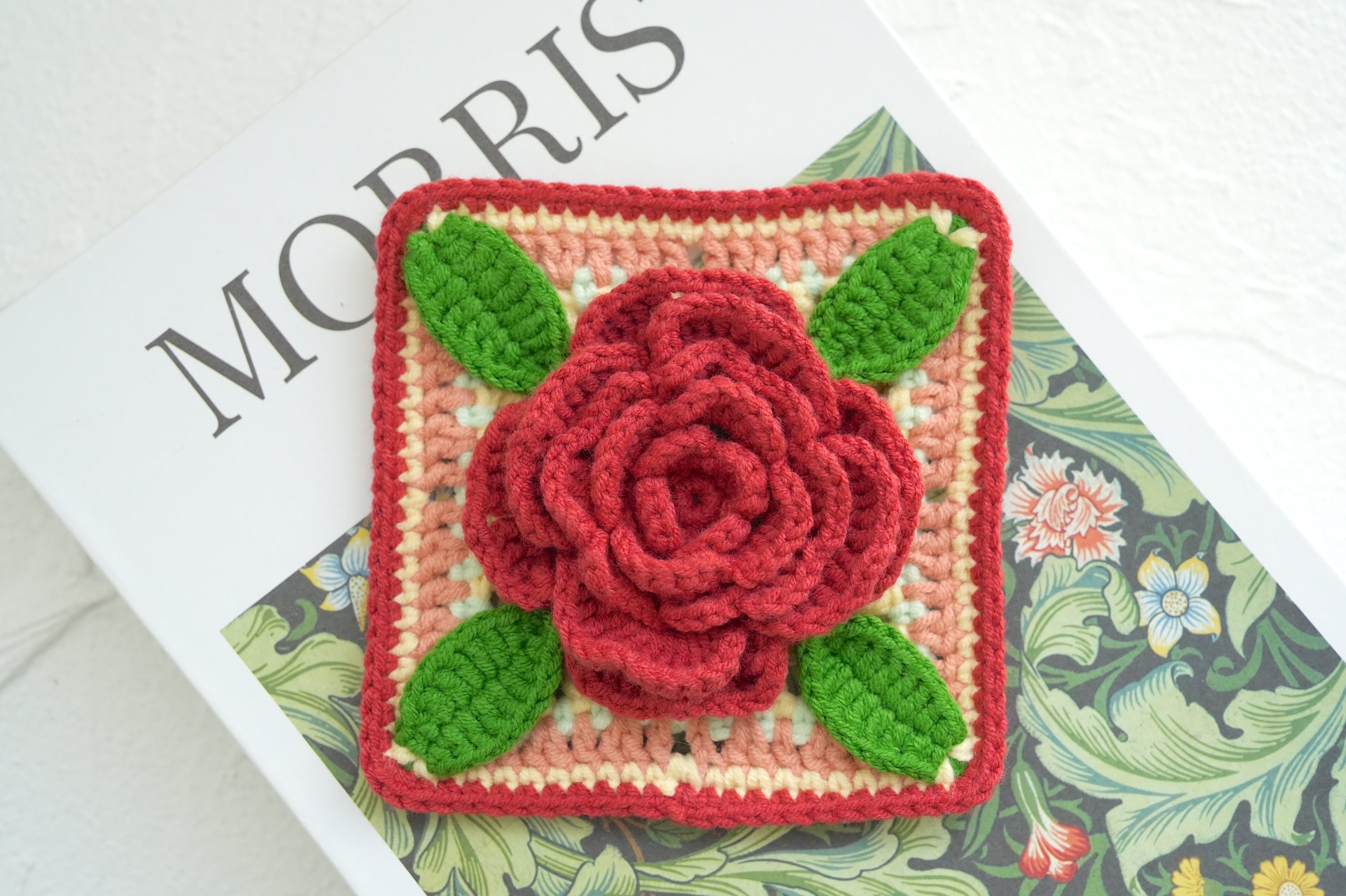 Crochet Rose Granny Square Pattern Free PDF Beginner Tutorial