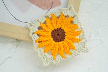 Crochet Sunflower Granny Square (Style VI) Pattern Free