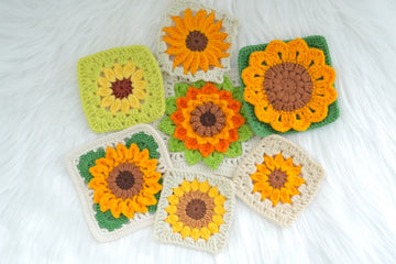 6 Free Crochet Sunflower Granny Square Patterns