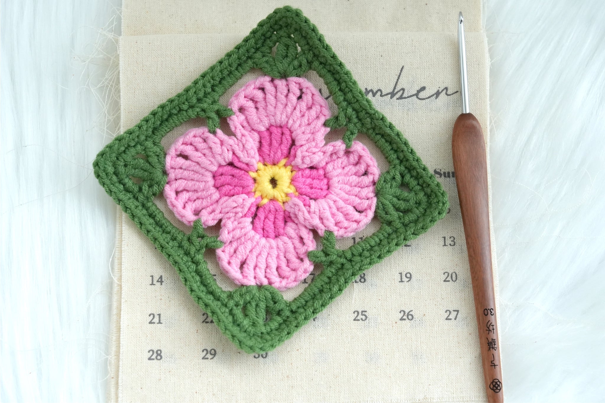 Crochet Four Petal Flower Granny Square Pattern