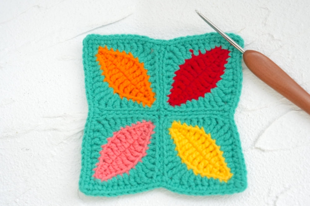 Crochet Leaf Granny Square Pattern