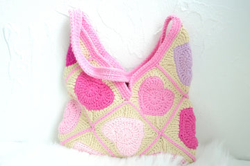 Crochet Heart Granny Square Bag