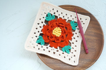 Crochet Camellia Flower Granny Square Pattern Free