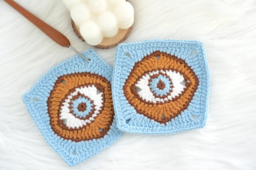 Crochet Evil Eye Granny Square Pattern Free