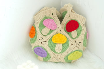 Crochet Mushroom Granny Square Bag