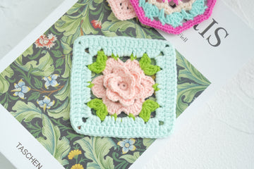 Crochet Rose Flower Granny Square Pattern Free