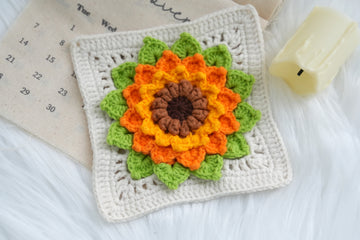 Crochet Sunflower Granny Square (Style Ⅱ) Pattern Free