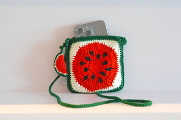 Crochet Watermelon Granny Square Mini Bag